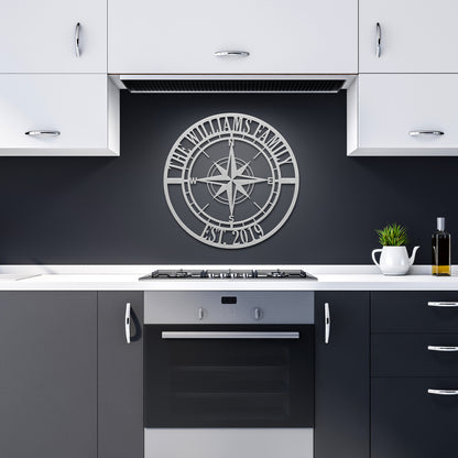 Nautical Compass Rose Personalized Monogram Metal Wall Art Decor