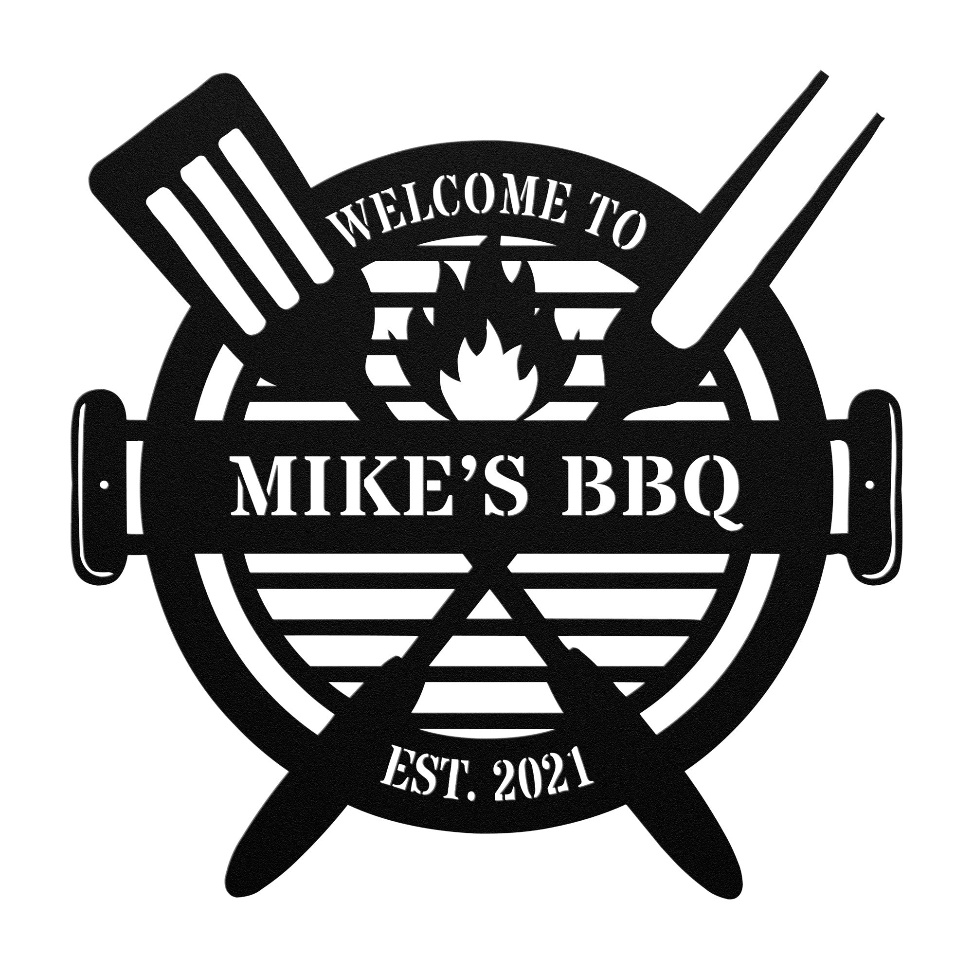 Backyard BBQ Personalized Metal Sign, Outdoor Wall Art Decor