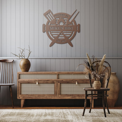 Backyard BBQ Personalized Metal Sign, Outdoor Wall Art Decor
