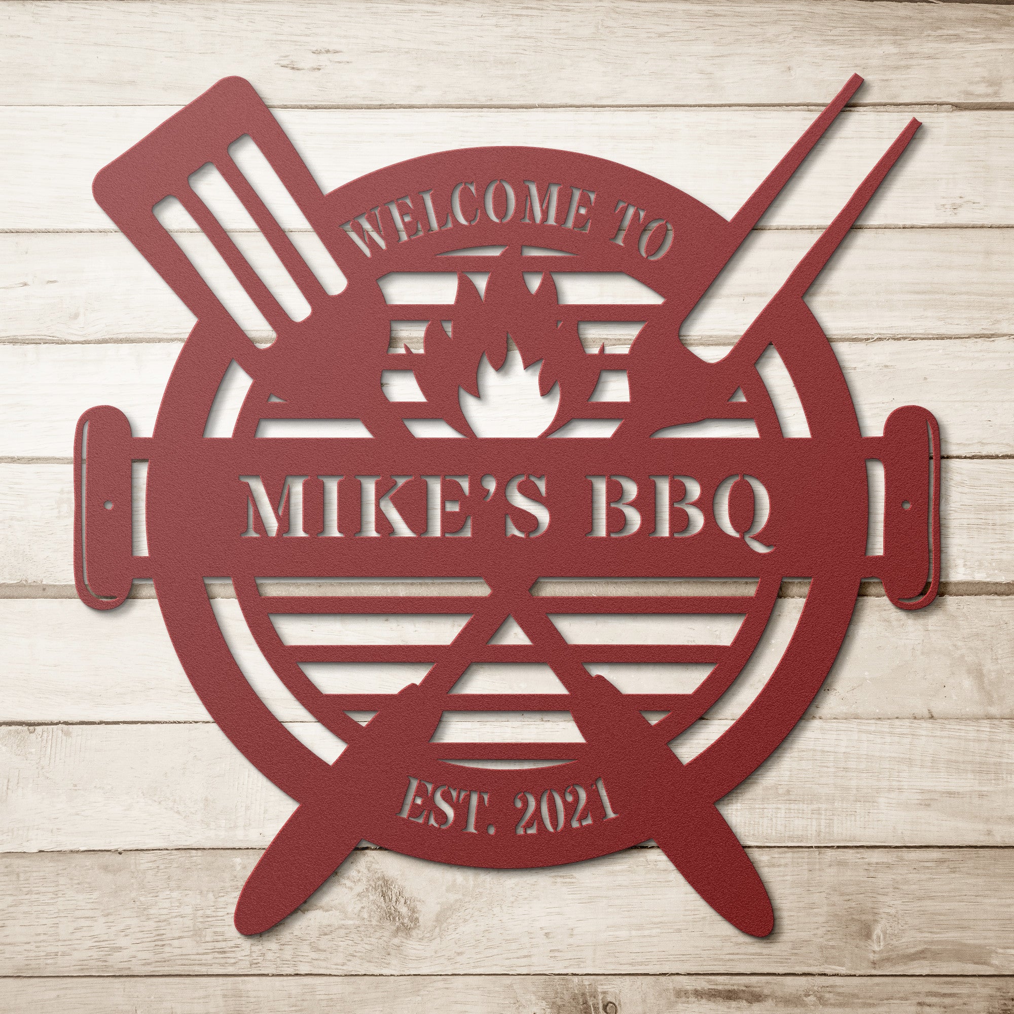 Backyard BBQ Personalized Metal Sign, Outdoor Wall Art Decor