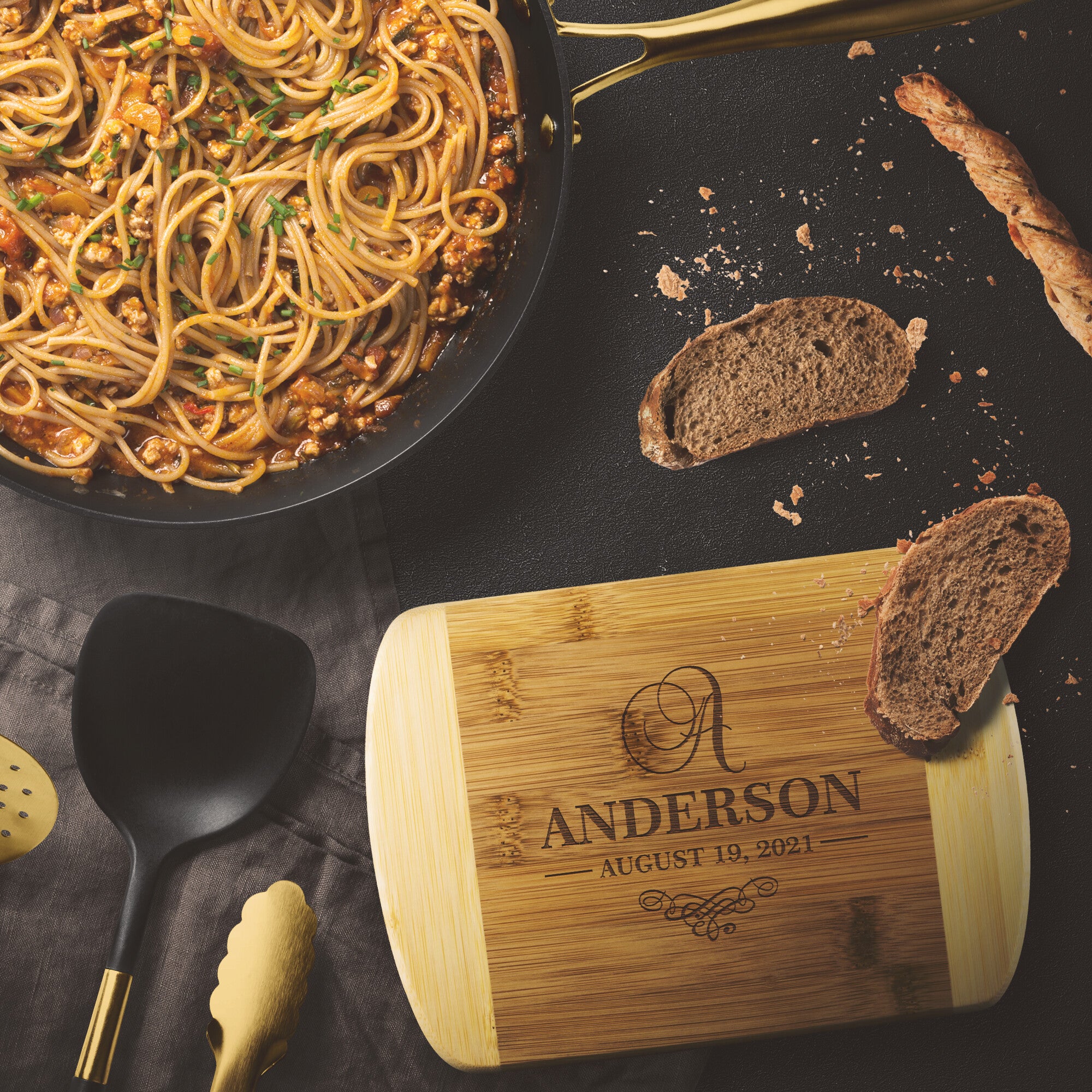 Personalized Round Edge Cutting Board - Design 2- Personalized Gift