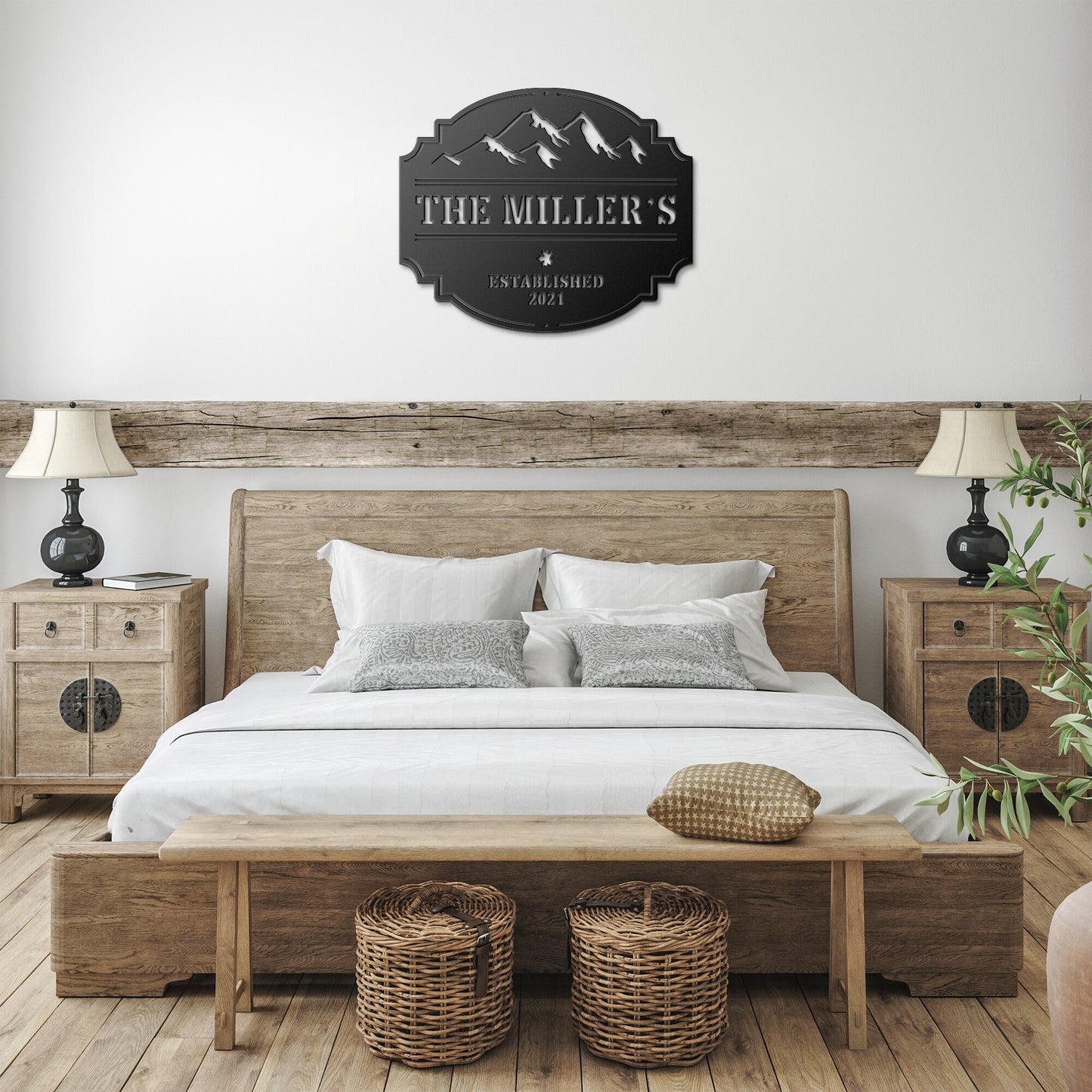 Snow Capped Peaks Custom Monogram Metal Wall Decor Sign