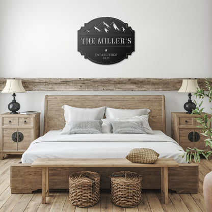 Snow Capped Peaks Custom Monogram Metal Wall Decor Sign
