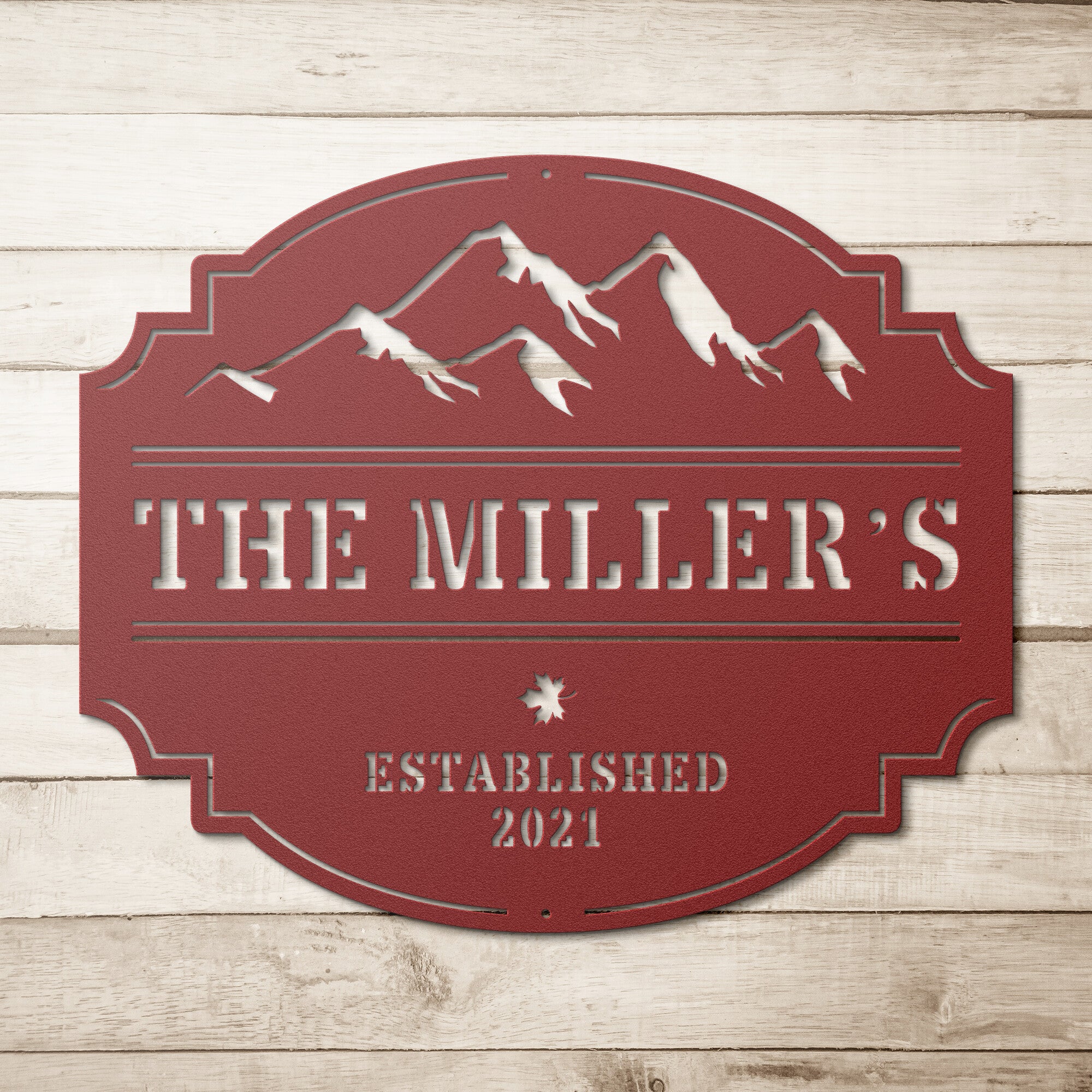 Snow Capped Peaks Custom Monogram Metal Wall Decor Sign