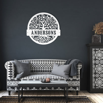 Tree Of Life Personalized Monogram Metal Wall Decor Sign