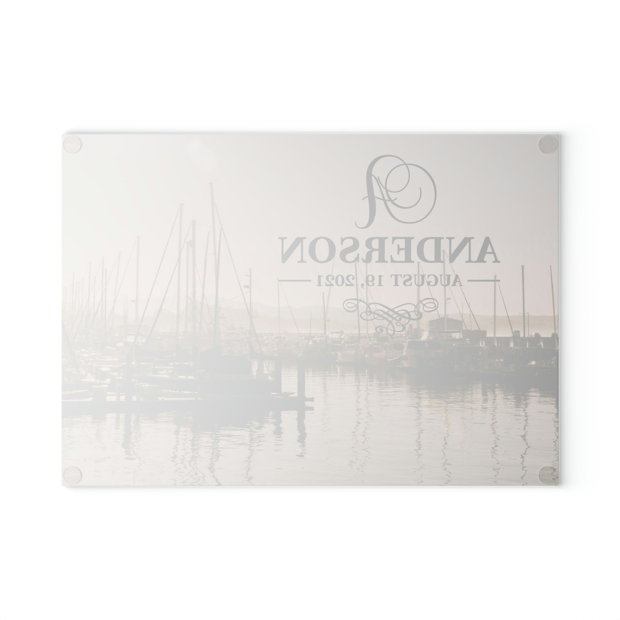 Personalized Sailboat Marina Glass Cutting Board – 20 Custom Designs, Tempered Glass, Housewarming, Wedding & Real Estate Gifts - Available in 2 Sizes: 8x11 & 11x15 - DESIGN 14