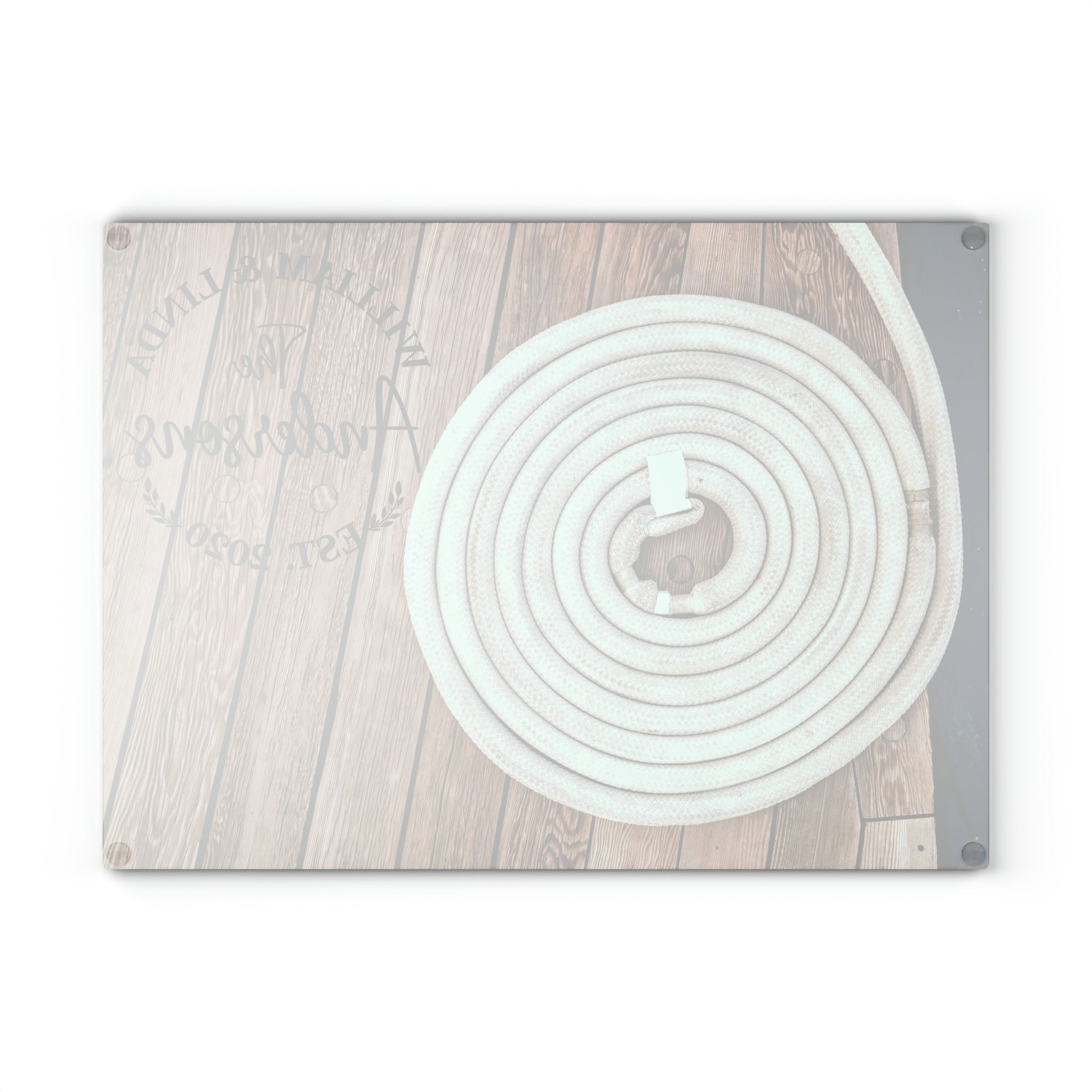 Personalized Boat Dock Rope Coil Cutting Board – 20 Custom Designs, Tempered Glass, Housewarming, Wedding & Real Estate Gifts - Available in 2 Sizes: 8x11 & 11x15 - DESIGN 11