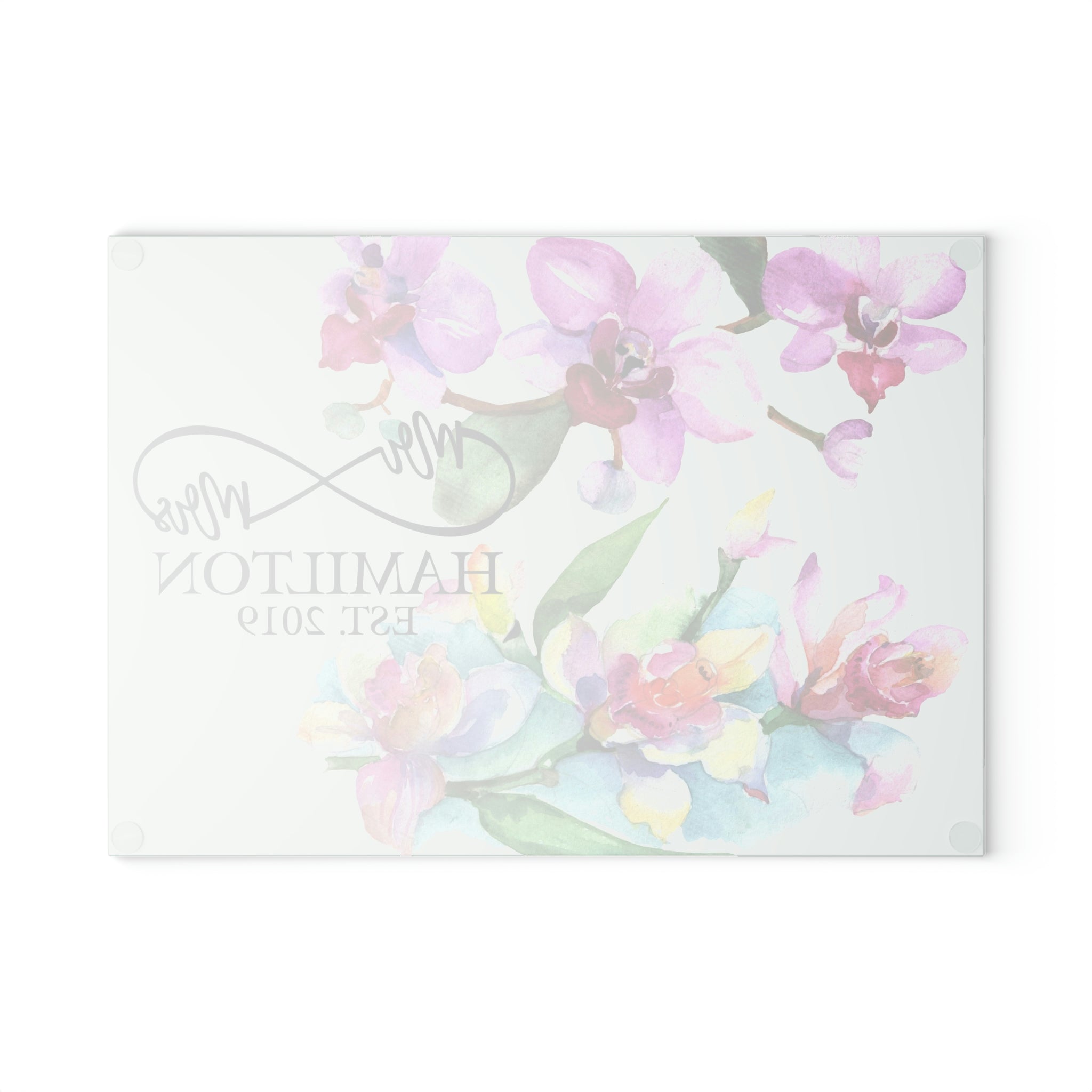 Personalized Lilly Flowers Glass Cutting Board – 20 Custom Designs, Tempered Glass, Housewarming, Wedding & Real Estate Gifts - Available in 2 Sizes: 8x11 & 11x15  - DESIGN 7